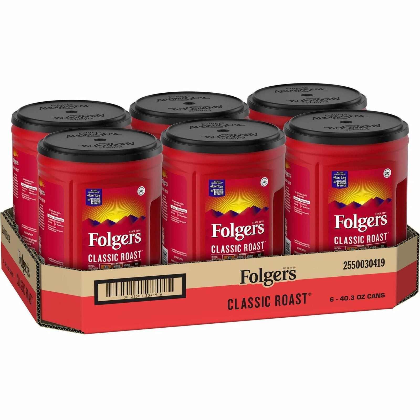 Folgers Classic Roast Ground Coffee, 48 oz Canister