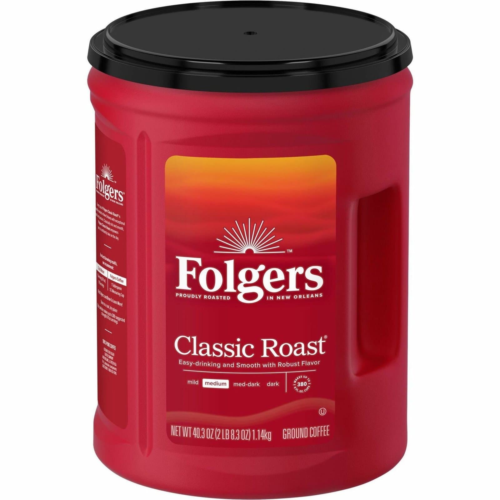 Folgers Classic Roast Ground Coffee, 48 oz Canister