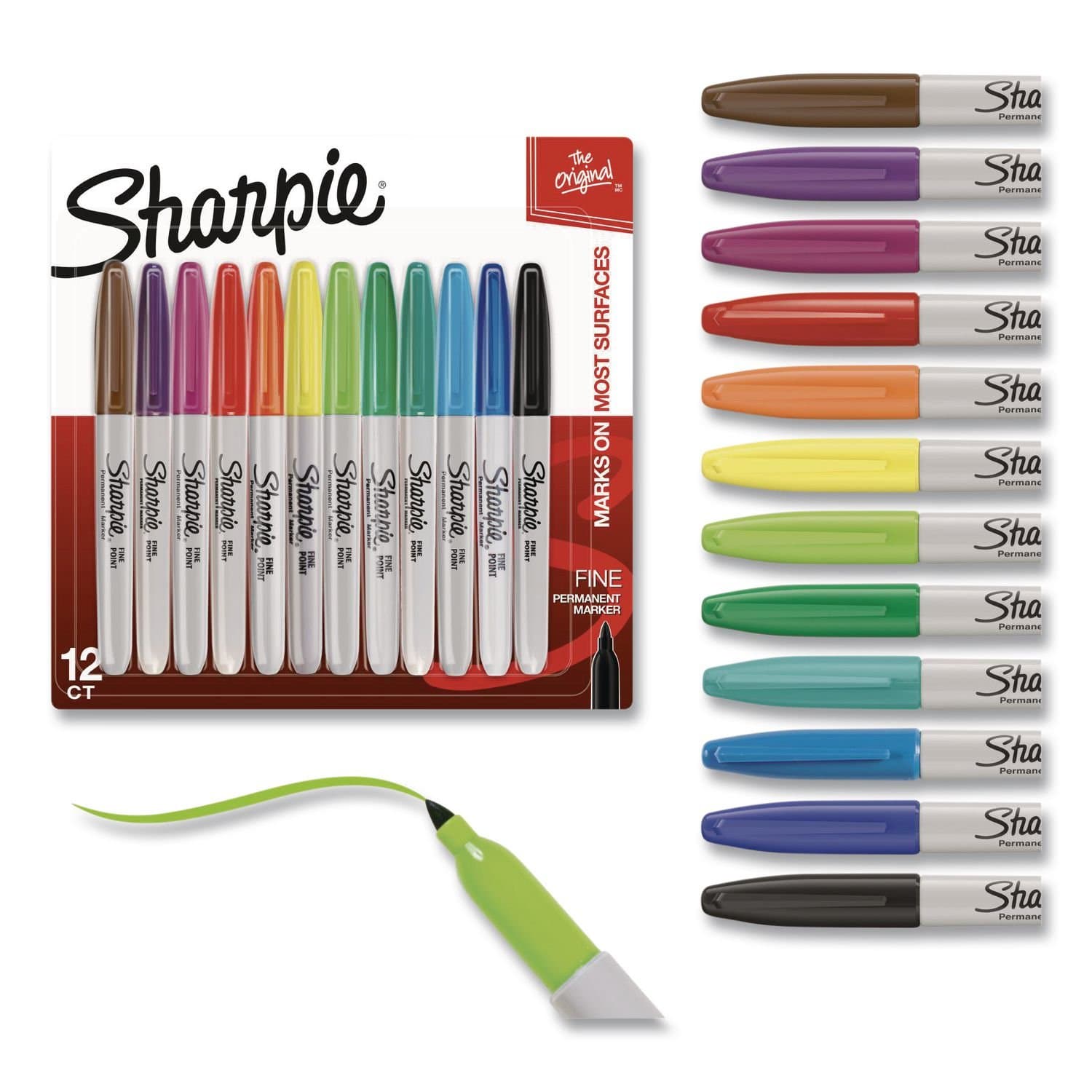 Sharpie Permanent Markers, Fine Point, Assorted, 12-Pack