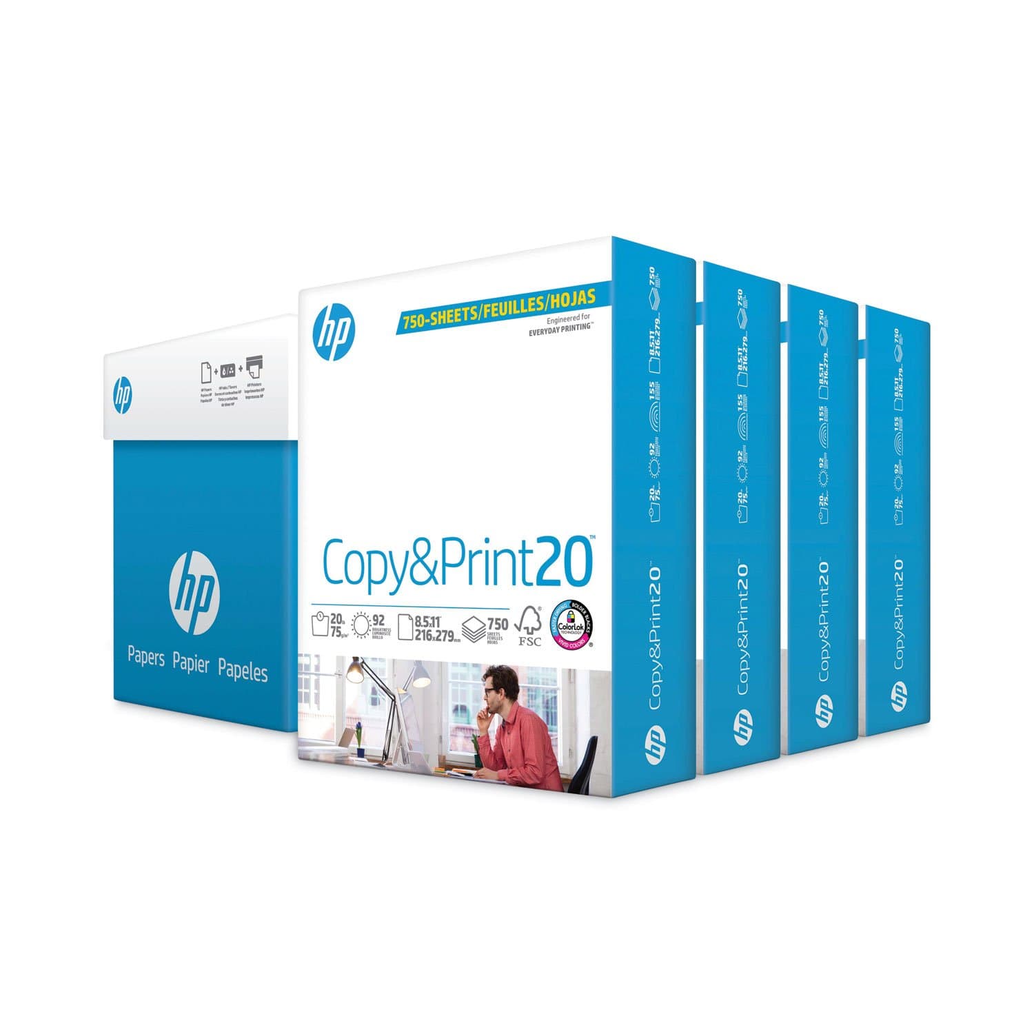 HP Printer Paper, 92 Bright, 20 lb, 10 Ream Case
