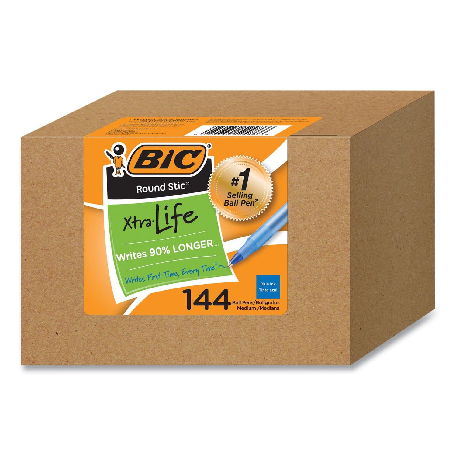 BIC Round Stic Xtra Life Ballpoint Pens, Medium, 60-Pack