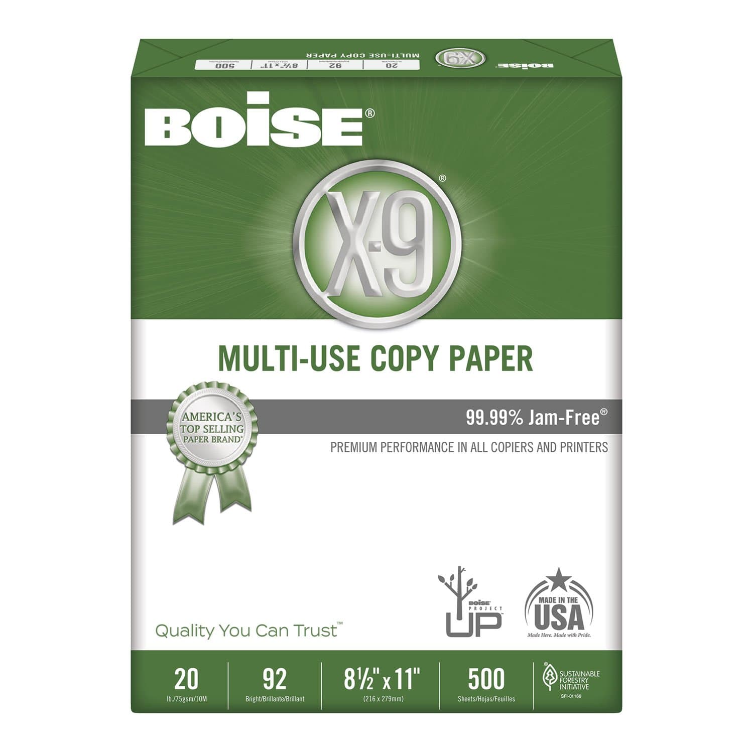Boise X-9 Multi-Use Copy Paper, 20 lb, Case of 10 Reams