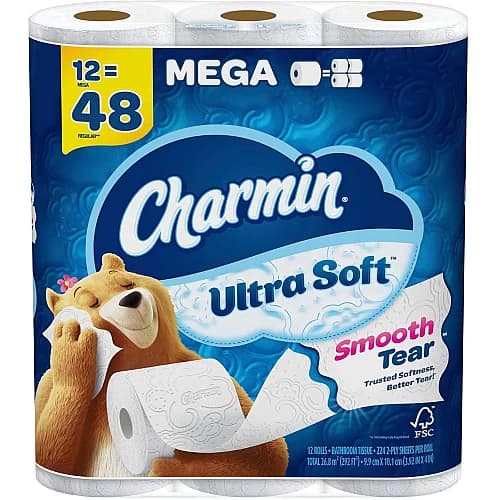 Charmin Ultra Soft Toilet Paper, 12 Mega Rolls